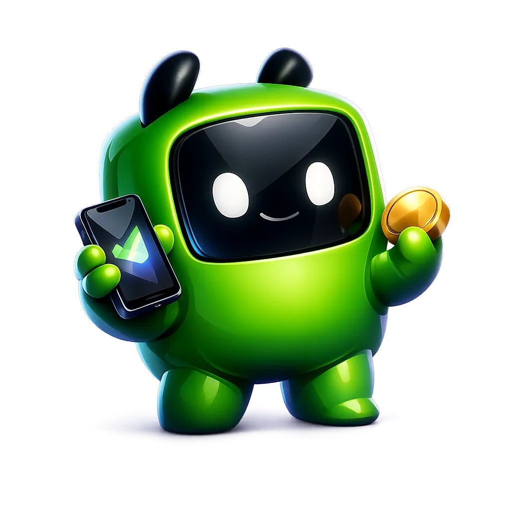BCGame app promo image featuring a polished 3D smartphone with glowing interface on a dark background with accent lighting
