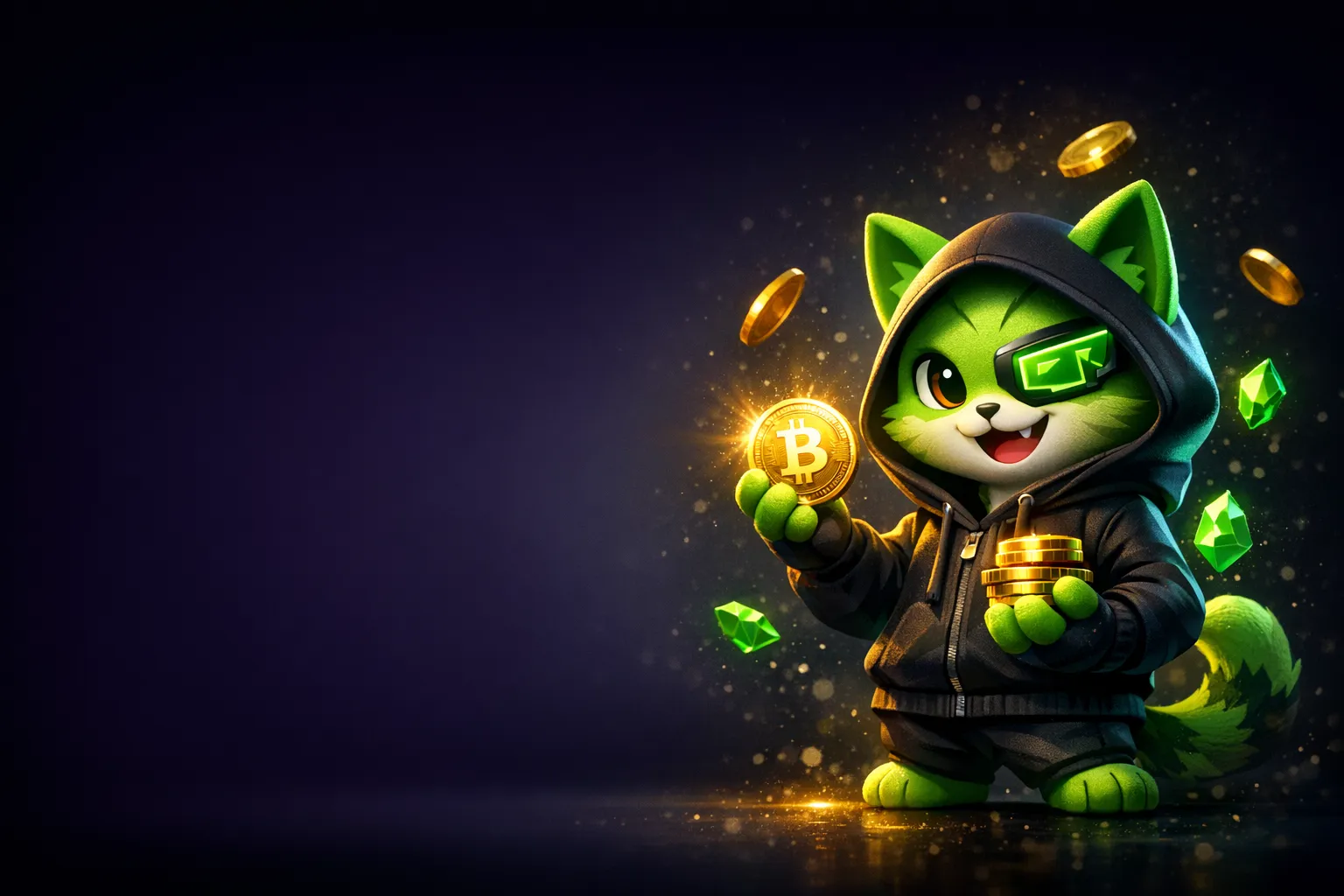 Futuristic 3D rocket mascot with glowing crypto coin aura on deep navy background for BCGame bonus page
